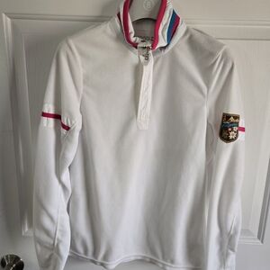 Bogner Fire&Ice Janka 1/4 Snap Microfleece, Sz S, Wht w/Pink & Blue Accents